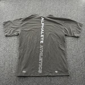 Alphalete Shirt Mens Large Gray Short Sleeve Active Essential Gym Distressed*